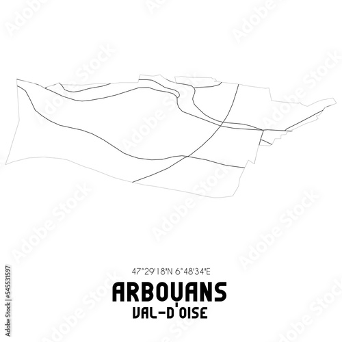 ARBOUANS Val-d'Oise. Minimalistic street map with black and white lines.