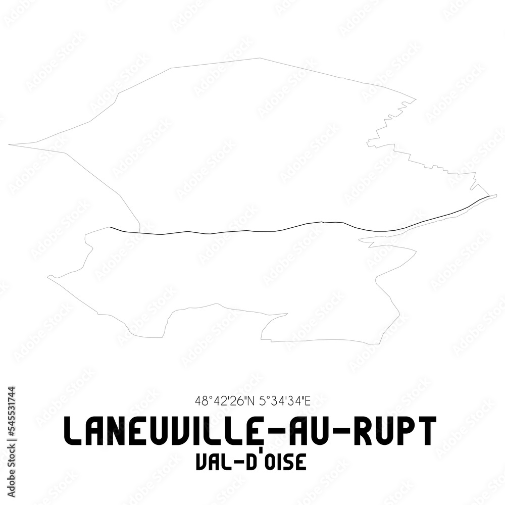 LANEUVILLE-AU-RUPT Val-d'Oise. Minimalistic street map with black and white lines. LANEUVILLE-AU-RUPT Val-d'Oise. Minimalistic street map with black and white lines.