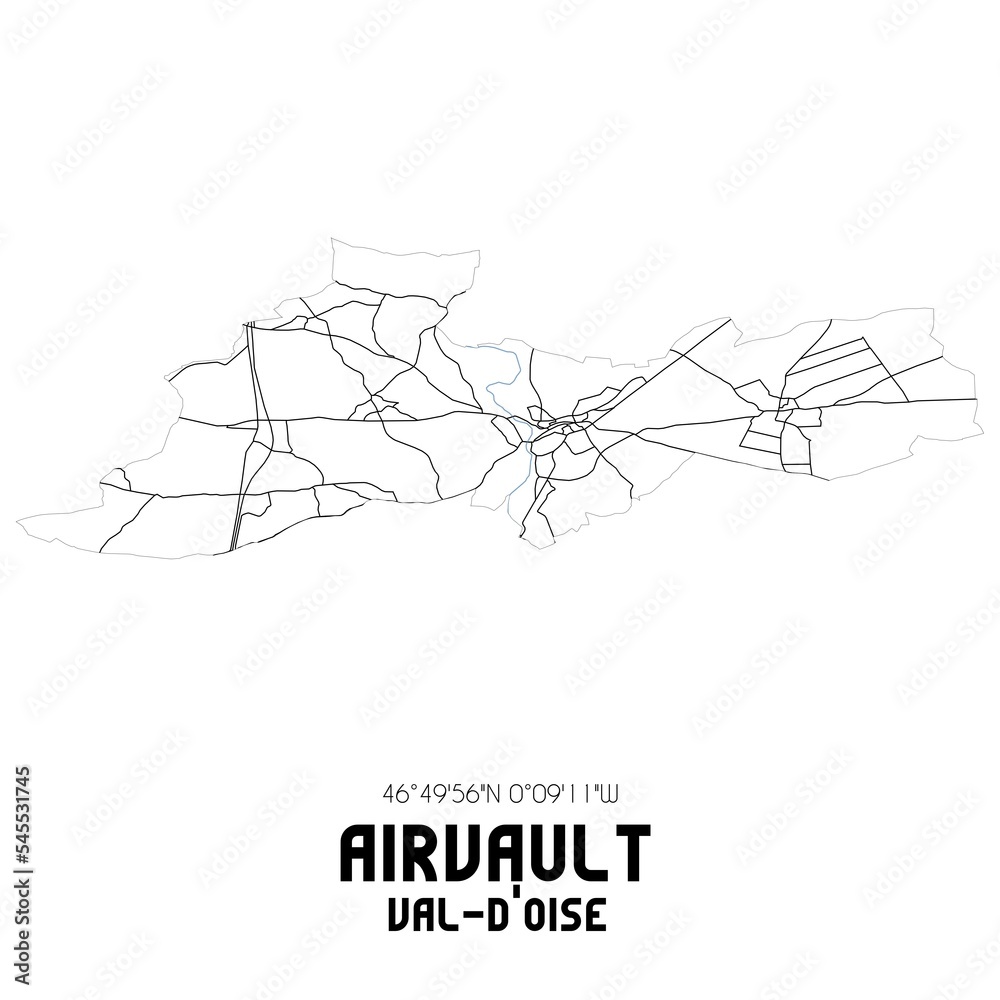 Obraz premium AIRVAULT Val-d'Oise. Minimalistic street map with black and white lines.