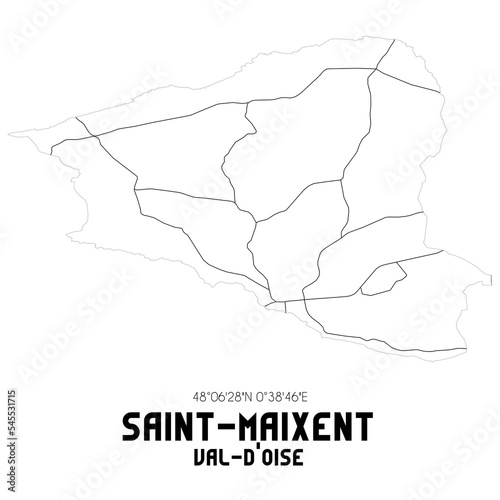 SAINT-MAIXENT Val-d'Oise. Minimalistic street map with black and white lines.