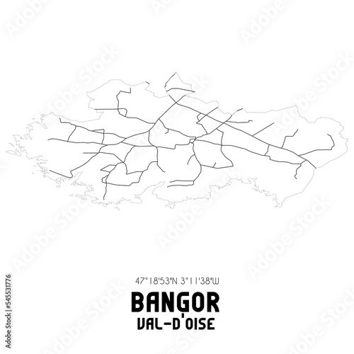 BANGOR Val-d'Oise. Minimalistic street map with black and white lines.