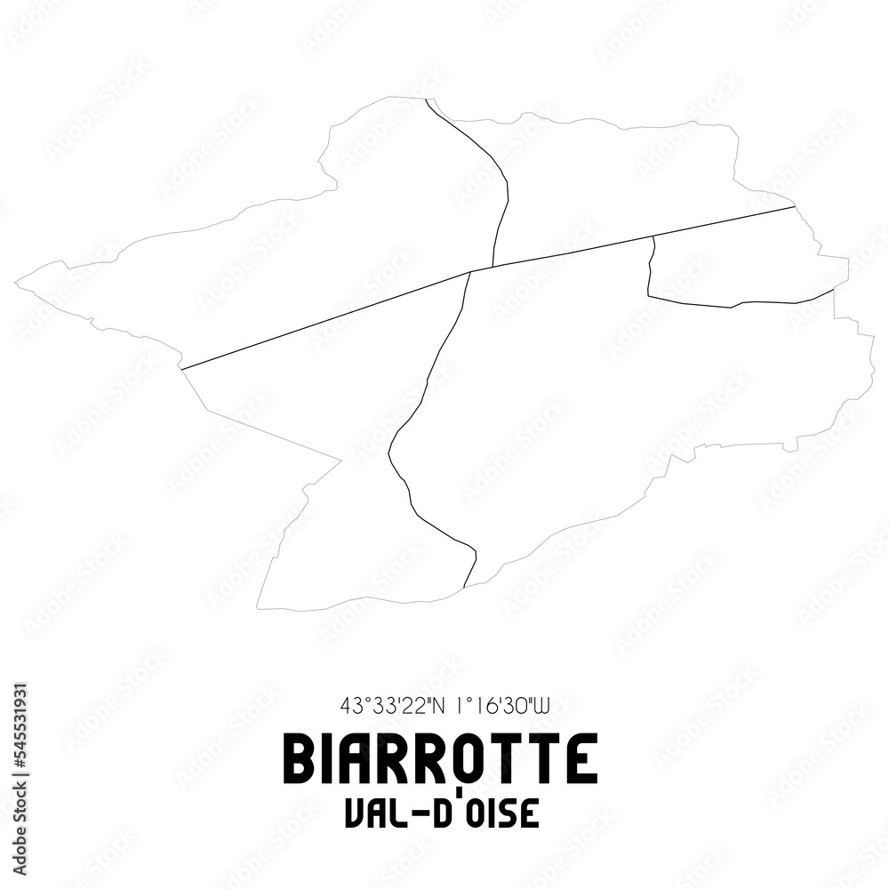 BIARROTTE Val-d'Oise. Minimalistic street map with black and white lines.