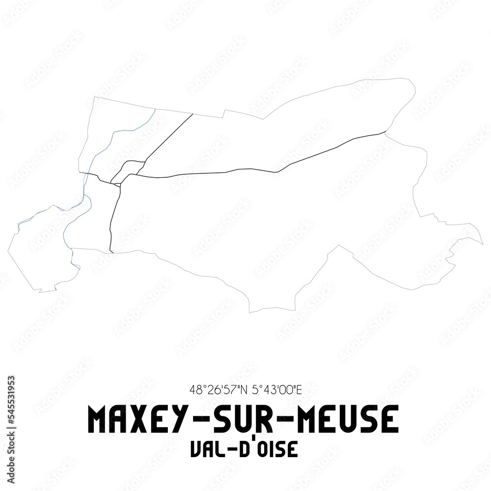 MAXEY-SUR-MEUSE Val-d'Oise. Minimalistic street map with black and white lines.