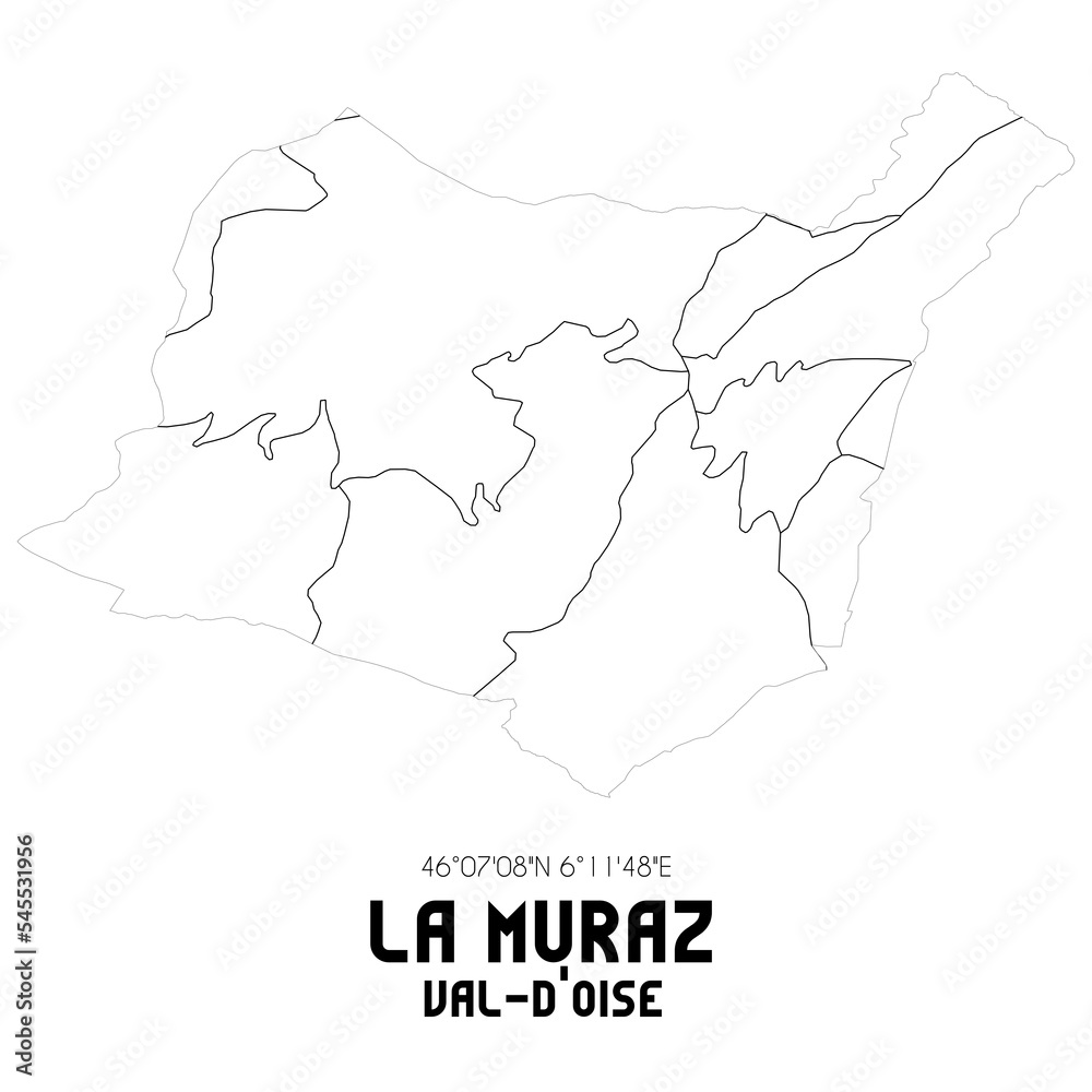 LA MURAZ Val-d'Oise. Minimalistic street map with black and white lines.