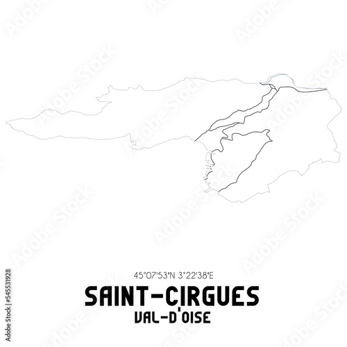SAINT-CIRGUES Val-d'Oise. Minimalistic street map with black and white lines.