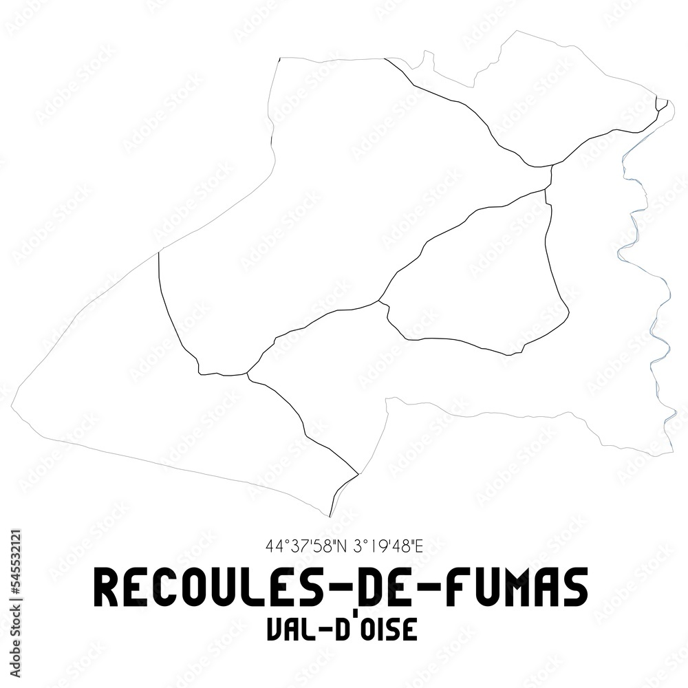RECOULES-DE-FUMAS Val-d'Oise. Minimalistic street map with black and white lines.