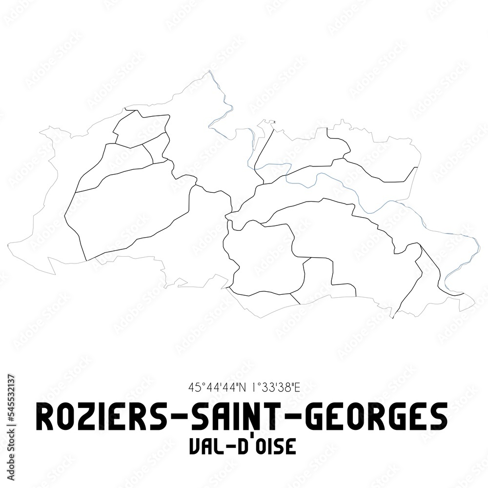 ROZIERS-SAINT-GEORGES Val-d'Oise. Minimalistic street map with black and white lines.