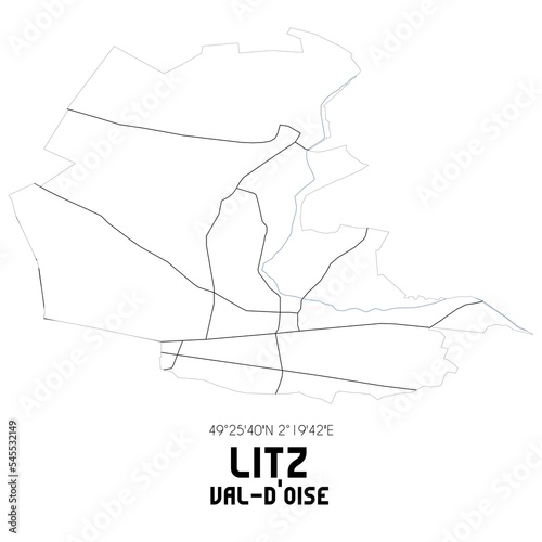 LITZ Val-d Oise. Minimalistic street map with black and white lines.