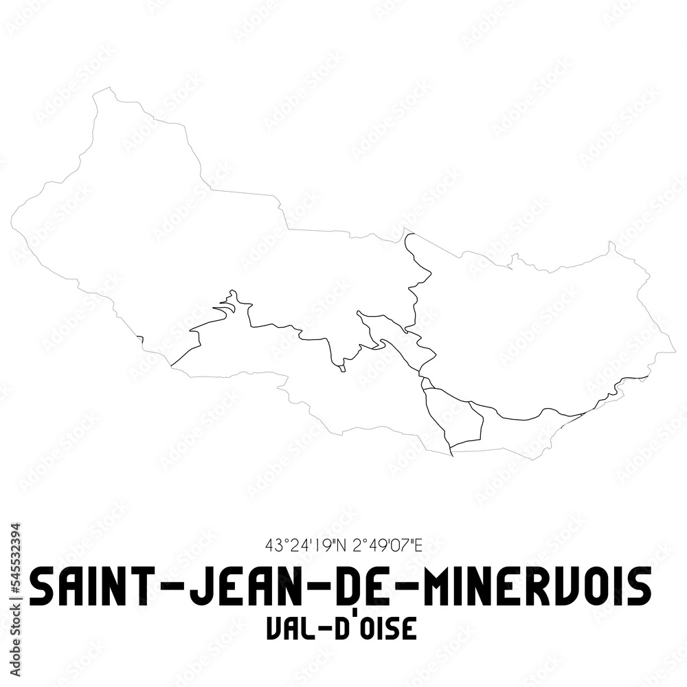 SAINT-JEAN-DE-MINERVOIS Val-d'Oise. Minimalistic street map with black and white lines.