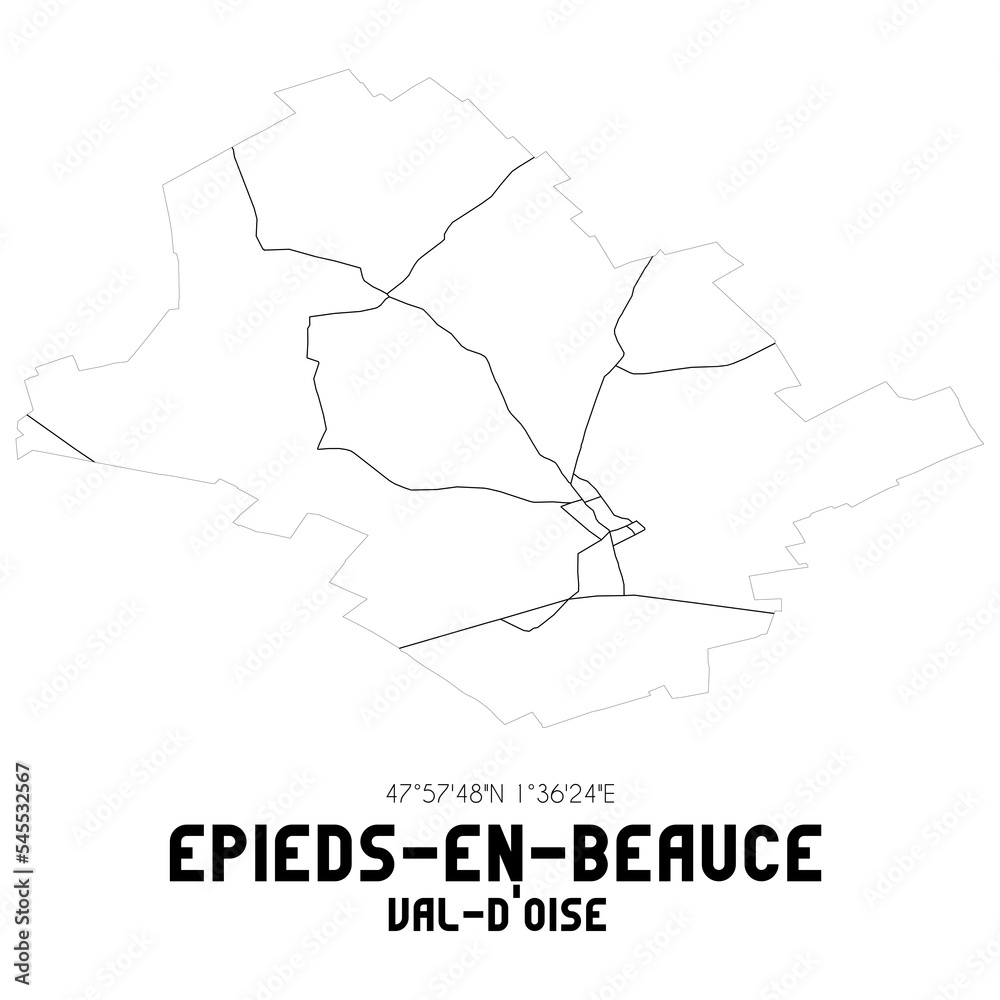 EPIEDS-EN-BEAUCE Val-d'Oise. Minimalistic street map with black and white lines. EPIEDS-EN-BEAUCE Val-d'Oise. Minimalistic street map with black and white lines.