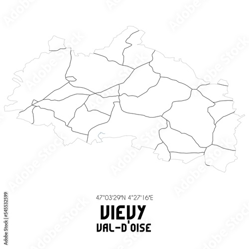 VIEVY Val-d'Oise. Minimalistic street map with black and white lines.