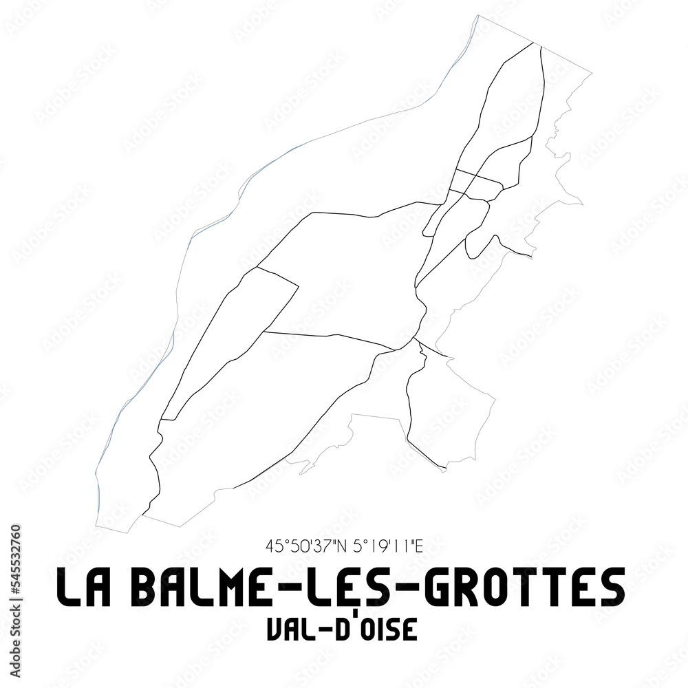 LA BALME-LES-GROTTES Val-d'Oise. Minimalistic street map with black and white lines.