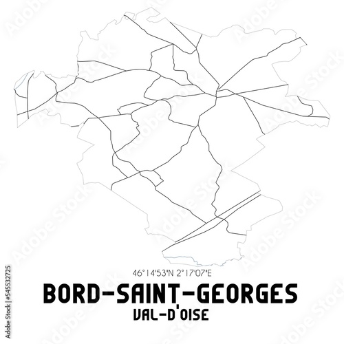 BORD-SAINT-GEORGES Val-d'Oise. Minimalistic street map with black and white lines.