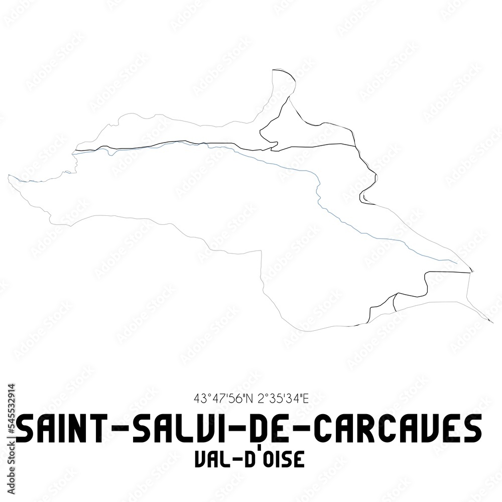 SAINT-SALVI-DE-CARCAVES Val-d'Oise. Minimalistic street map with black and white lines.