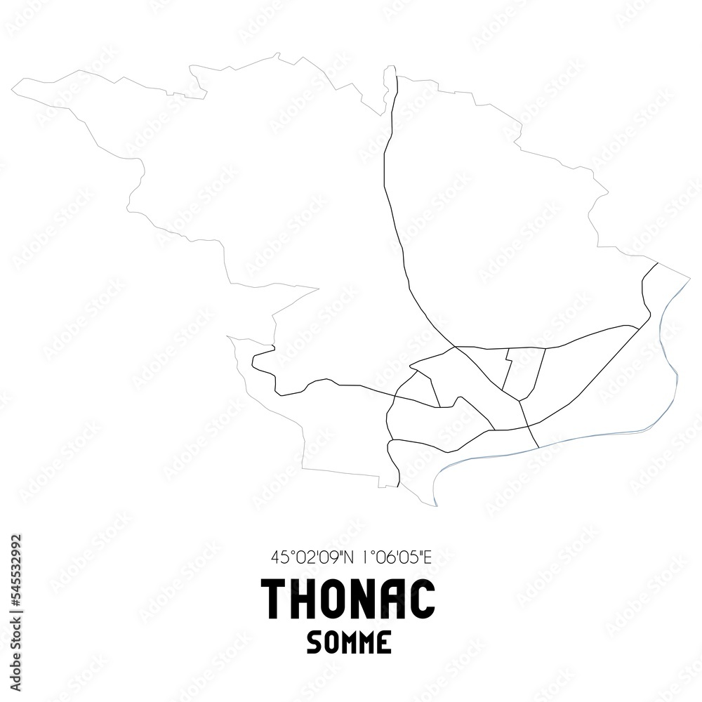 THONAC Somme. Minimalistic street map with black and white lines. THONAC Somme. Minimalistic street map with black and white lines.