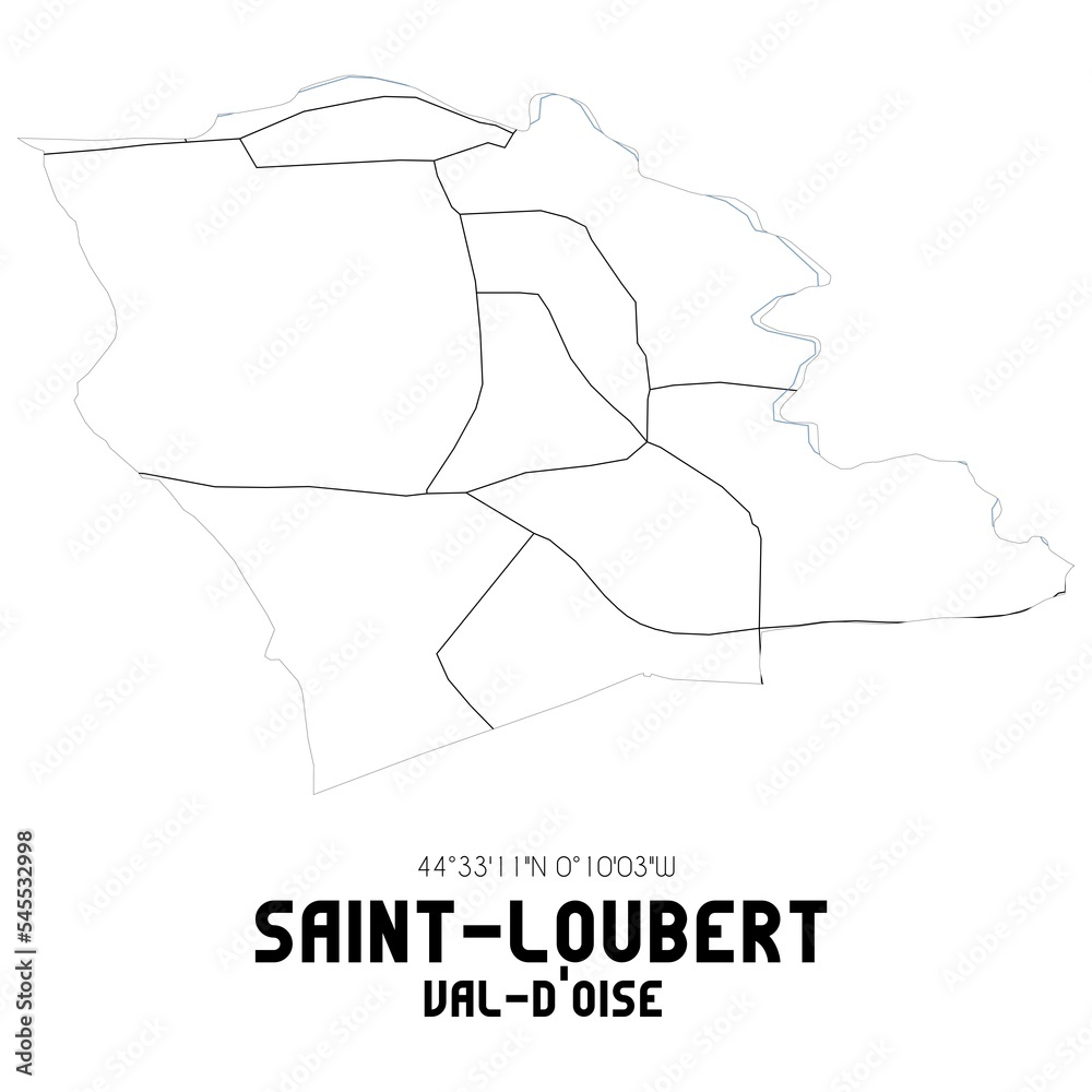 SAINT-LOUBERT Val-d'Oise. Minimalistic street map with black and white lines. SAINT-LOUBERT Val-d'Oise. Minimalistic street map with black and white lines.