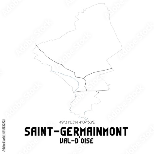 SAINT-GERMAINMONT Val-d'Oise. Minimalistic street map with black and white lines.