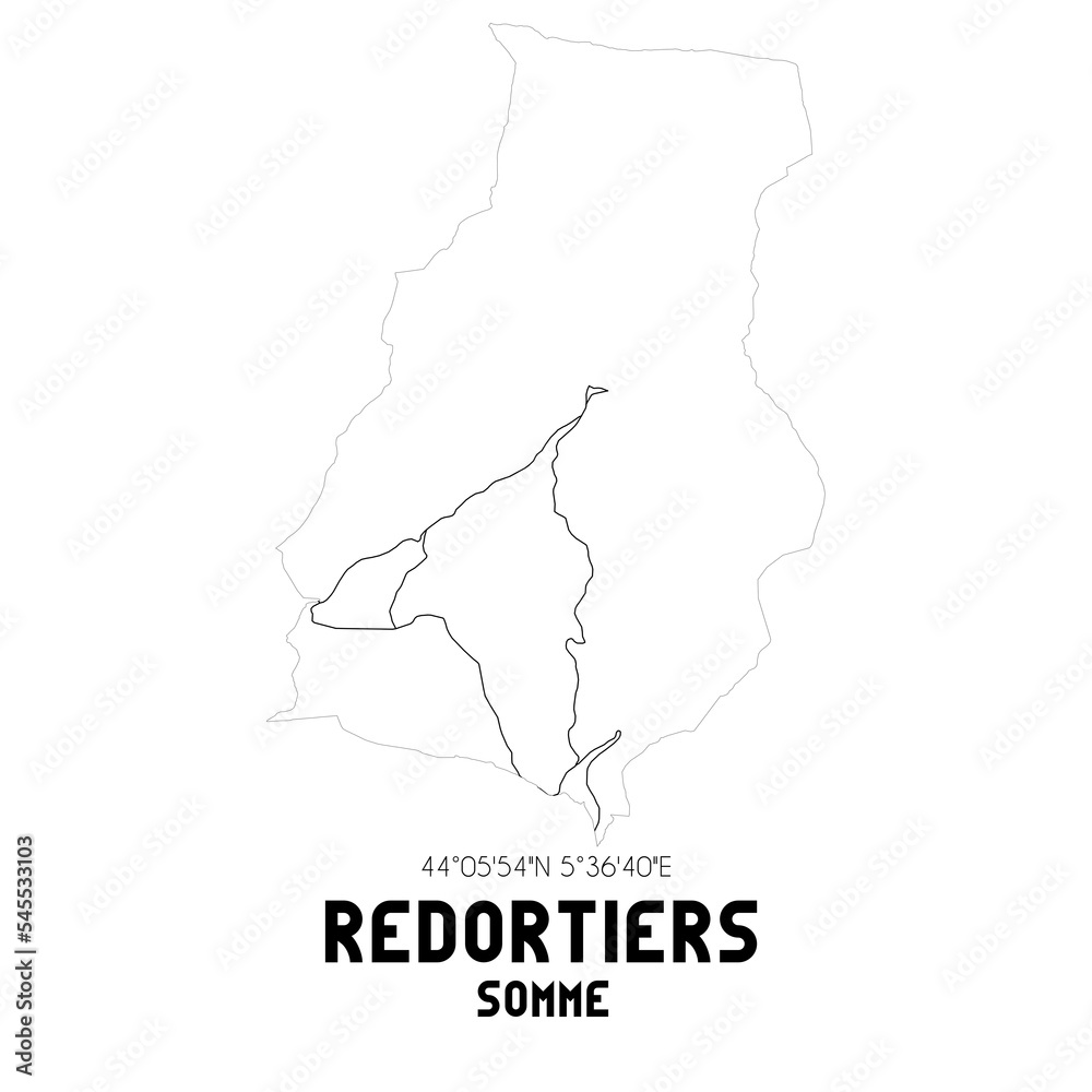 REDORTIERS Somme. Minimalistic street map with black and white lines.