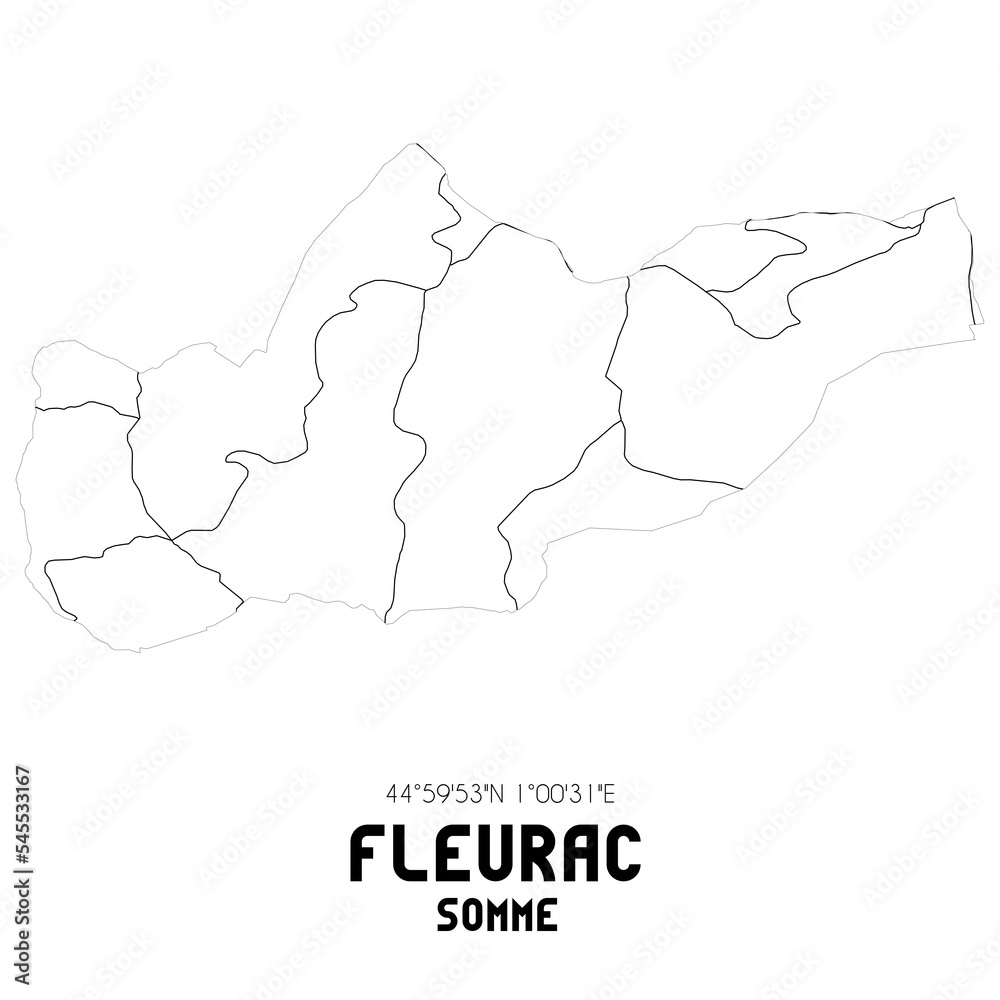 FLEURAC Somme. Minimalistic street map with black and white lines. FLEURAC Somme. Minimalistic street map with black and white lines.