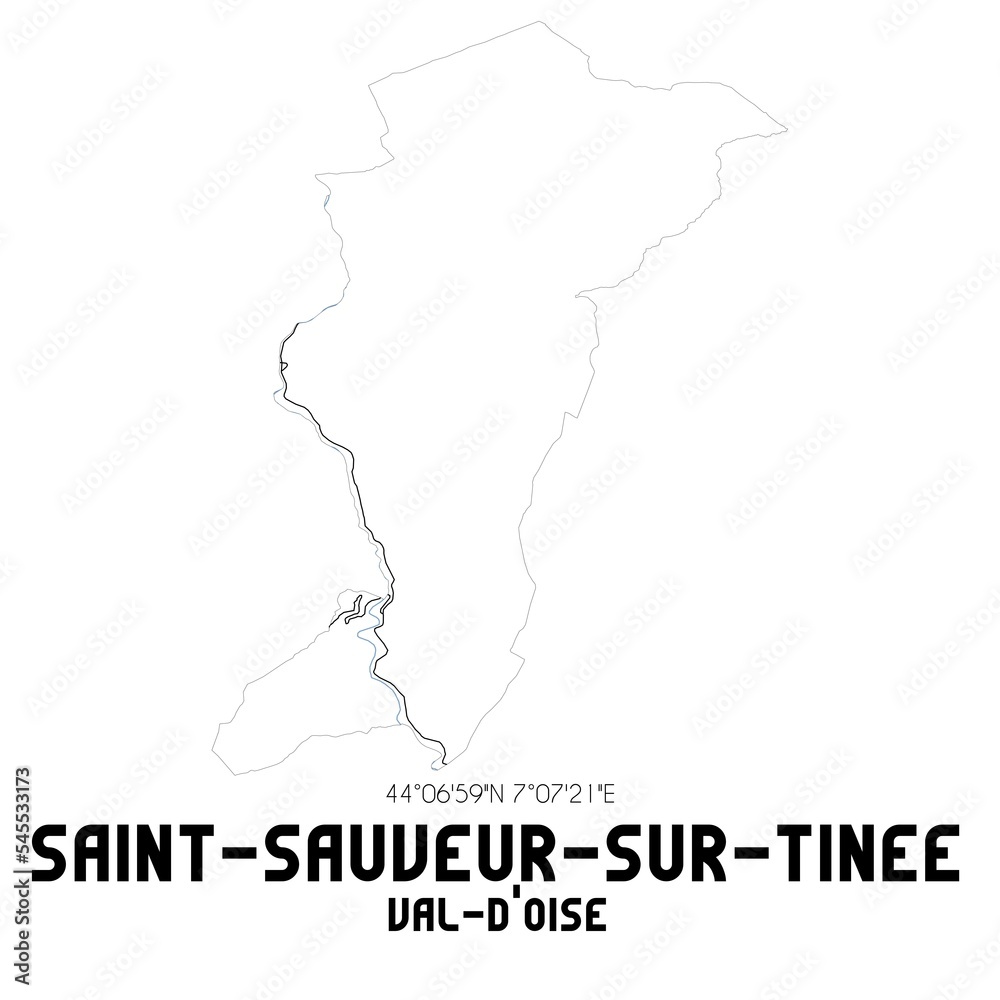 SAINT-SAUVEUR-SUR-TINEE Val-d'Oise. Minimalistic street map with black and white lines.