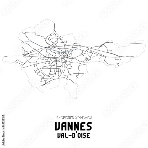 VANNES Val-d'Oise. Minimalistic street map with black and white lines.