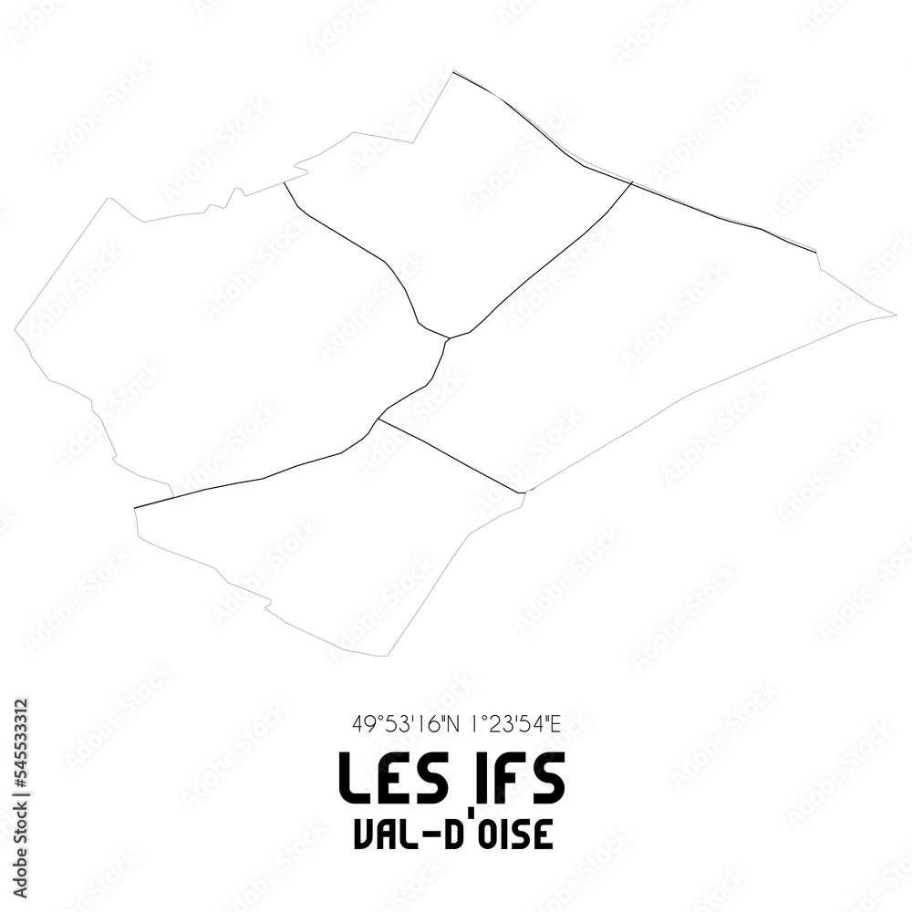 LES IFS Val-d'Oise. Minimalistic street map with black and white lines. LES IFS Val-d'Oise. Minimalistic street map with black and white lines.