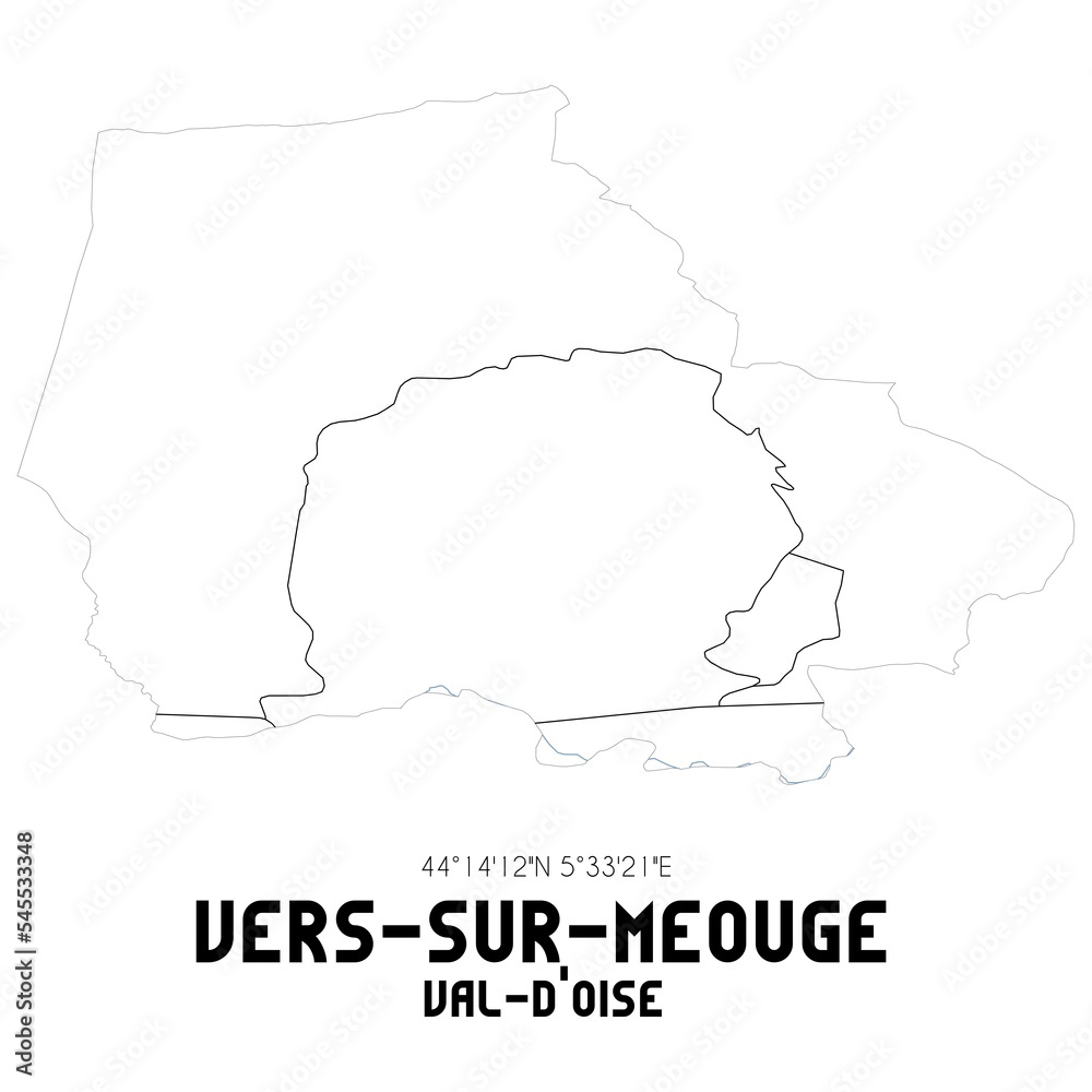 VERS-SUR-MEOUGE Val-d'Oise. Minimalistic street map with black and white lines.