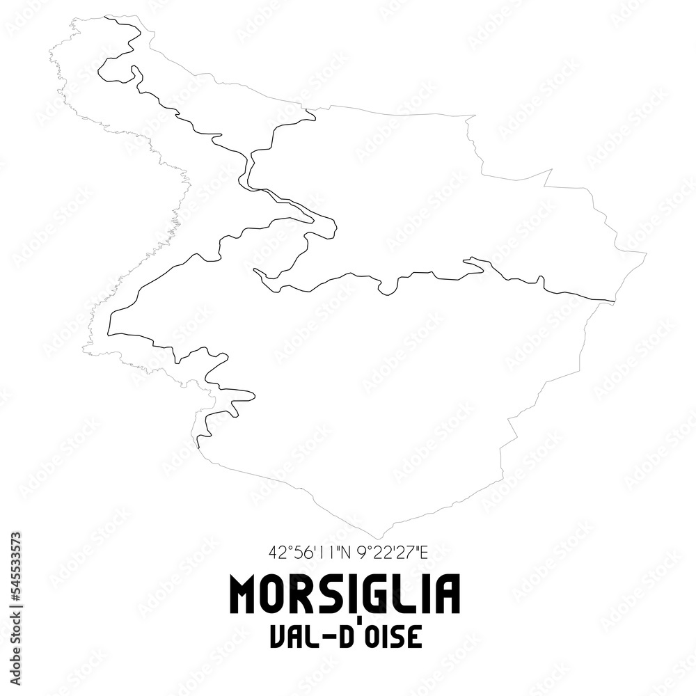 MORSIGLIA Val-d'Oise. Minimalistic street map with black and white lines.