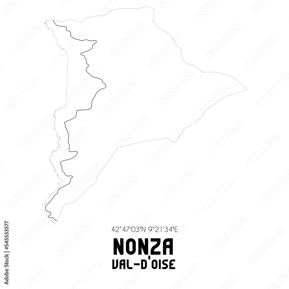 NONZA Val-d'Oise. Minimalistic street map with black and white lines.
