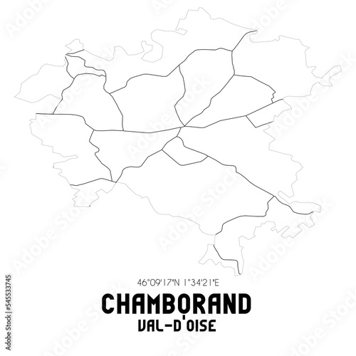 CHAMBORAND Val-d'Oise. Minimalistic street map with black and white lines.