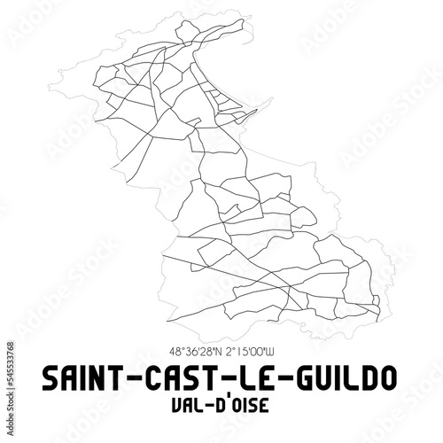 SAINT-CAST-LE-GUILDO Val-d'Oise. Minimalistic street map with black and white lines.