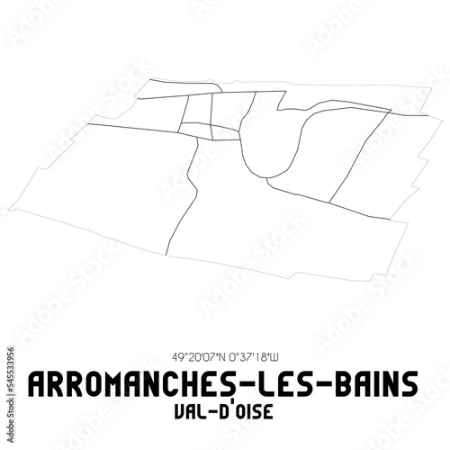ARROMANCHES-LES-BAINS Val-d'Oise. Minimalistic street map with black and white lines.