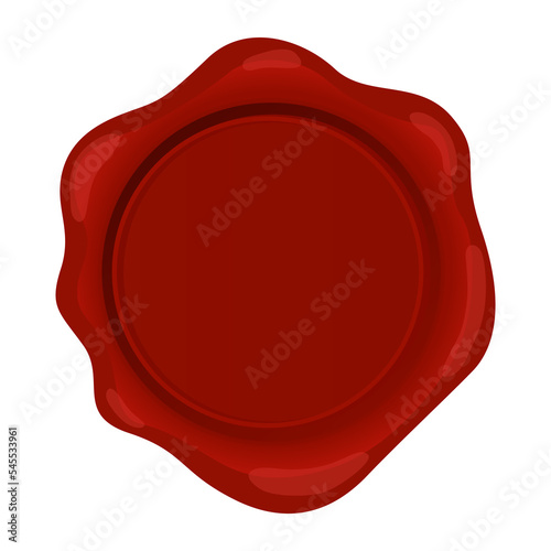 Red wax stamp. Isolated sticker mockup for letter or documents, confidential sign or secure tag, royal guarantee mark for envelop. Realistic icon with empty space for text