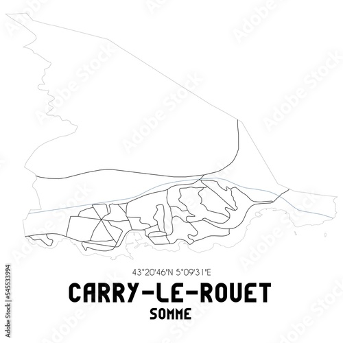 CARRY-LE-ROUET Somme. Minimalistic street map with black and white lines.