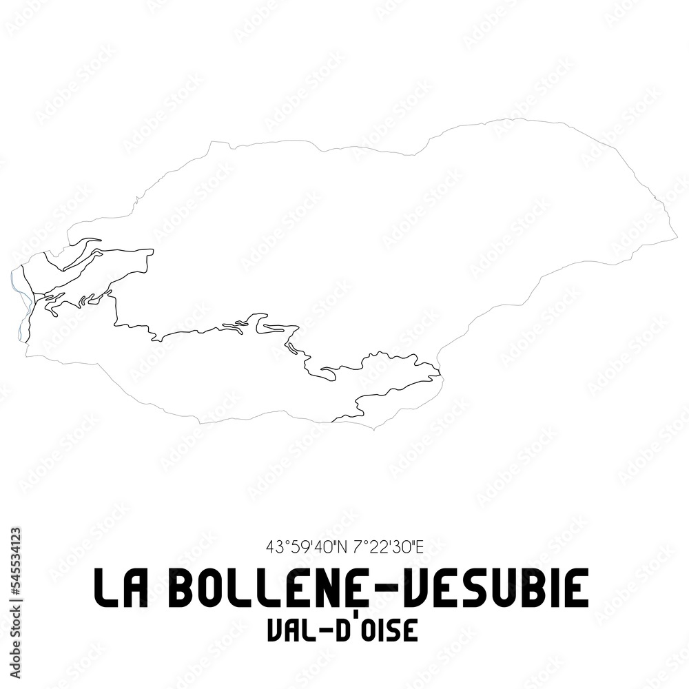 LA BOLLENE-VESUBIE Val-d'Oise. Minimalistic street map with black and white lines.