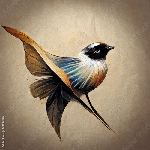 Painting of a fantail bird