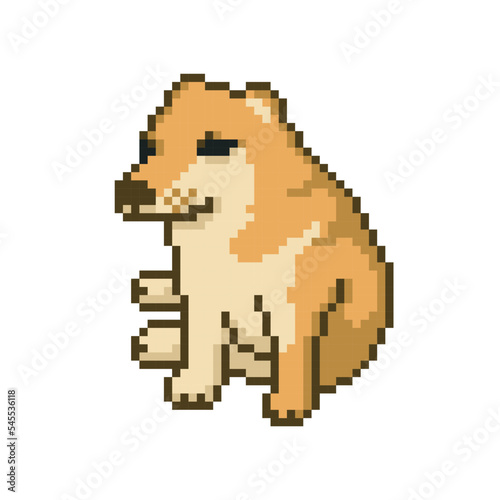 Dog meme icon, animal pixel art