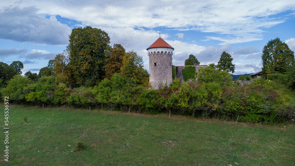 Kalec Castle is a partially ruined castle in Slovenia. The castle, of which only a single tower and some sections of wall survive intact, stands on slope near the Pivka River Kalec Castle is a partially ruined castle in Slovenia. The castle, of which only a single tower and some sections of wall survive intact, stands on slope near the Pivka River