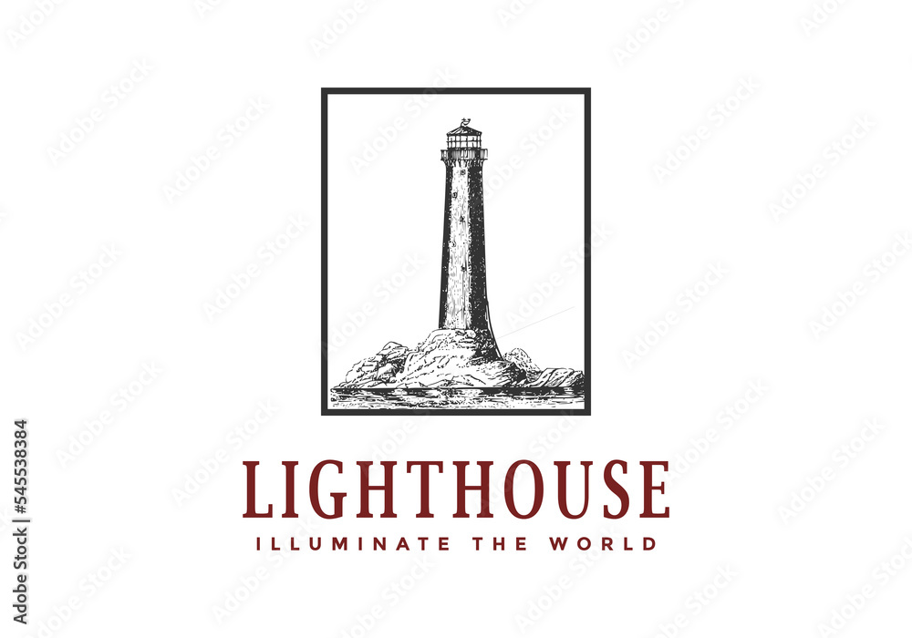 Lighthouse logo in vintage style.