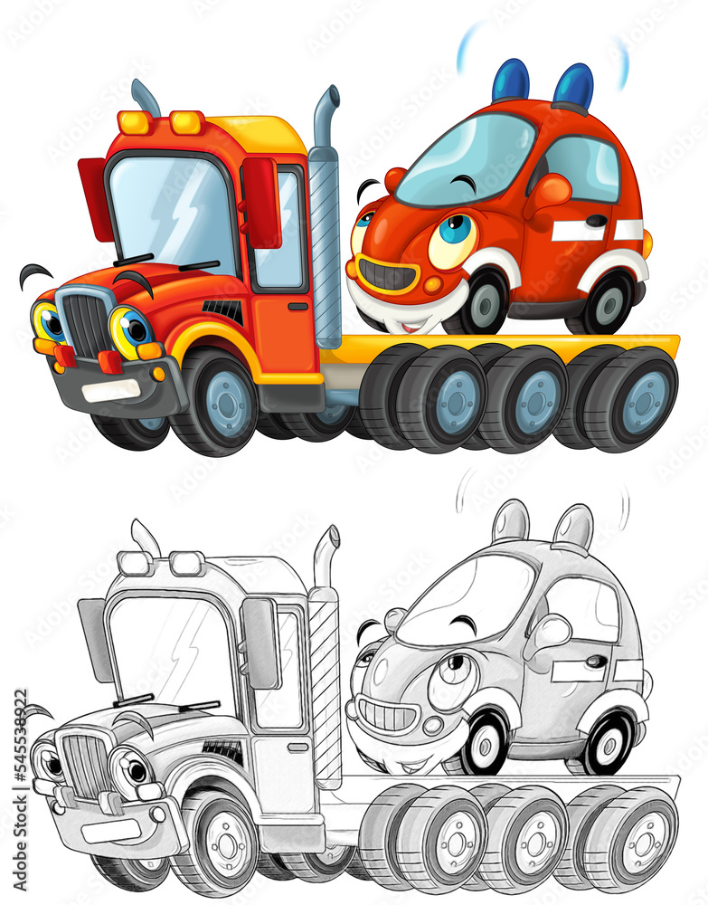 funny cartoon tow truck driver with other car funny cartoon tow truck driver with other car