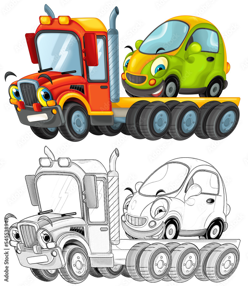 funny cartoon tow truck driver with other car funny cartoon tow truck driver with other car