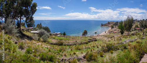 Taquile Island panorama landascape, Titikaka lake, Puno, Peru, South america. photo
