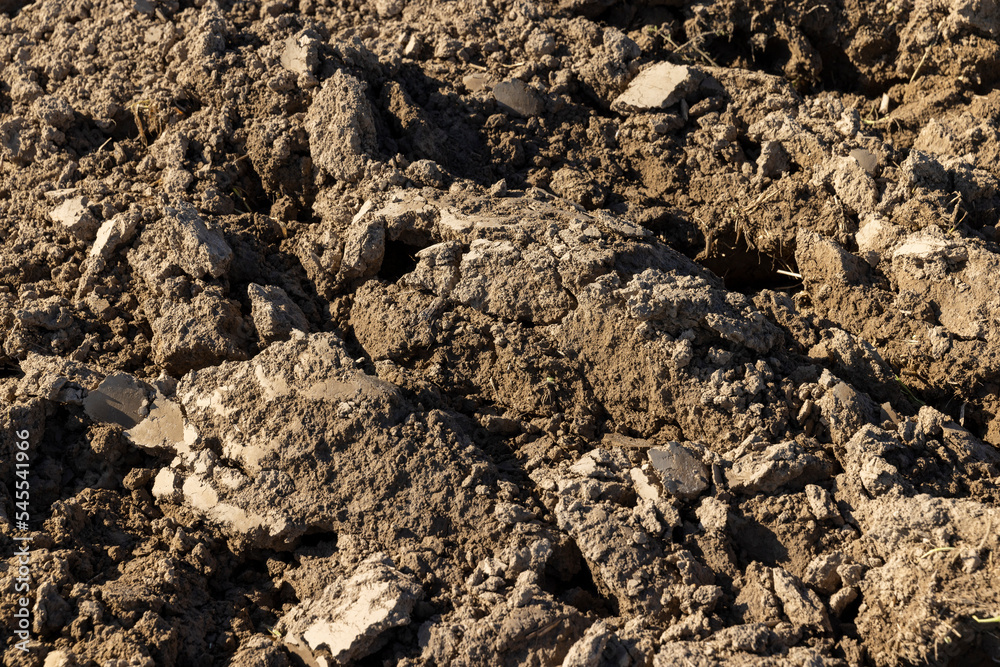 Processed plowed fertile soil in the field Processed plowed fertile soil in the field