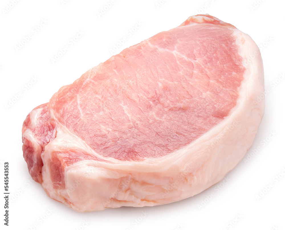 Fillet of pork isolated on white background, Slide Pork tenderloin on white background PNG File.