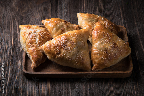 Samsa, pie with minced meat. Uzbek national dish.