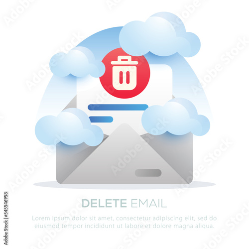 Delete email illustration design for mobile app or website design