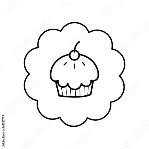 Bakery business logo vector in cute doodle style
