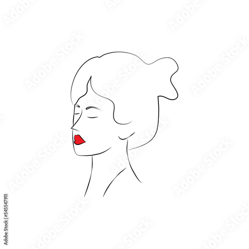 Fototapeta Naklejka Na Ścianę i Meble -  Women's faces in one line art style on white isolated background. Line art in elegant style for prints, tattoos, posters, textile, cards etc. Beautiful women face Vector illustration.
