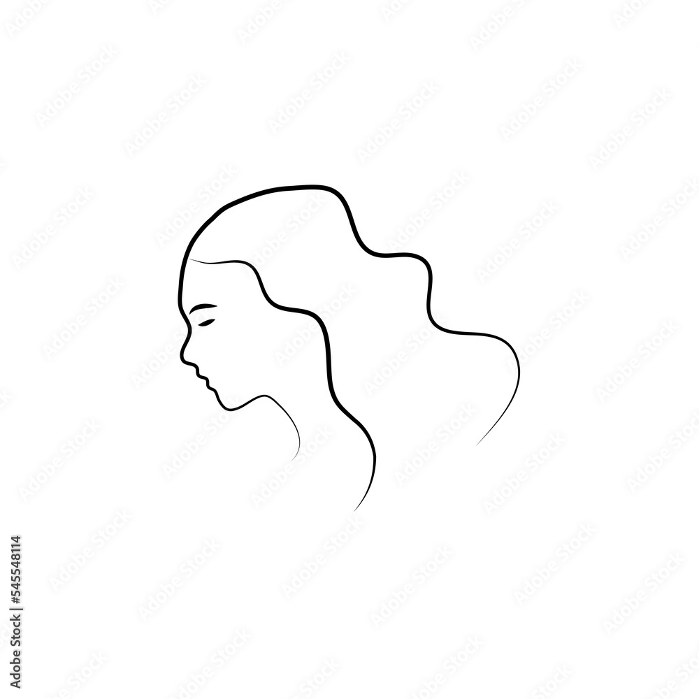 Spiritual boho logo, design elements. Fashion concept, woman beauty minimalist. Contemporary portrait. Female busts and magic woman with moon crescent in boho linear style vector illustrations.