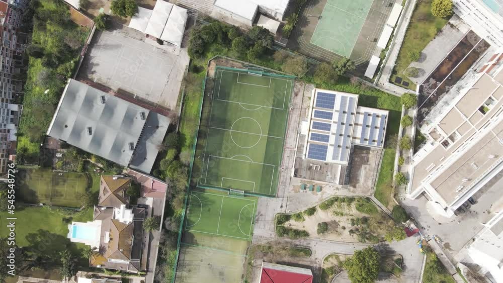 Aerial view of a small football field in Alges residential area, Lisbon, Portugal. Aerial view of a small football field in Alges residential area, Lisbon, Portugal.